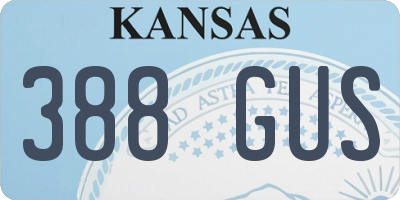 KS license plate 388GUS