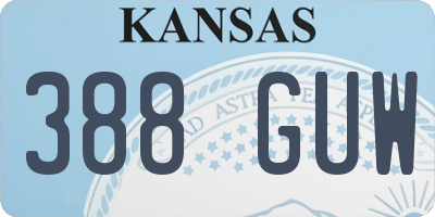 KS license plate 388GUW