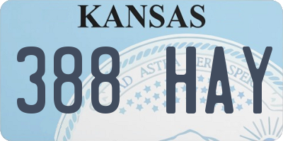KS license plate 388HAY