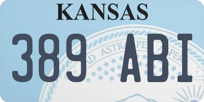 KS license plate 389ABI