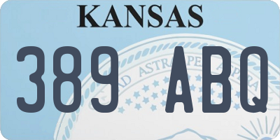 KS license plate 389ABQ