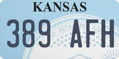 KS license plate 389AFH