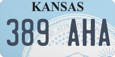 KS license plate 389AHA