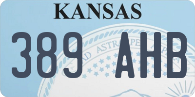 KS license plate 389AHB