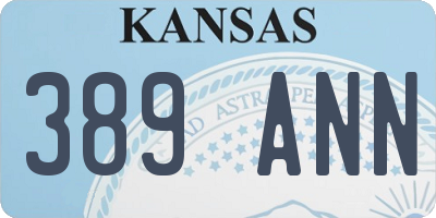 KS license plate 389ANN
