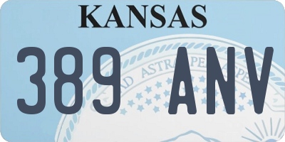 KS license plate 389ANV