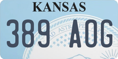 KS license plate 389AOG