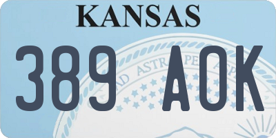 KS license plate 389AOK