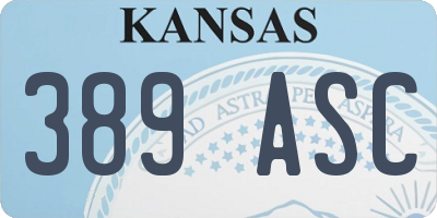 KS license plate 389ASC