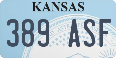 KS license plate 389ASF