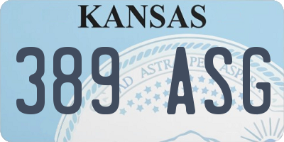 KS license plate 389ASG
