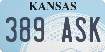 KS license plate 389ASK