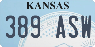 KS license plate 389ASW