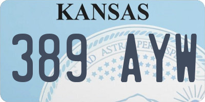 KS license plate 389AYW
