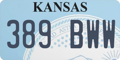 KS license plate 389BWW