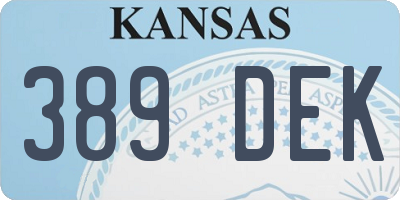 KS license plate 389DEK