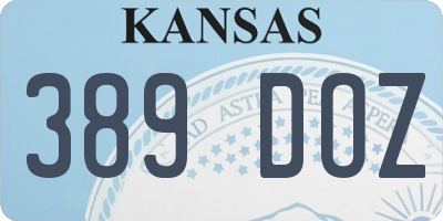 KS license plate 389DOZ