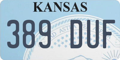 KS license plate 389DUF