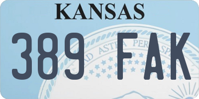 KS license plate 389FAK