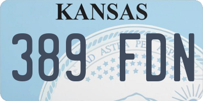 KS license plate 389FDN