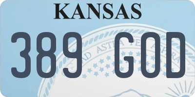 KS license plate 389GOD