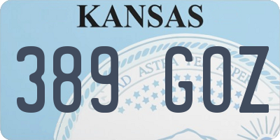 KS license plate 389GOZ