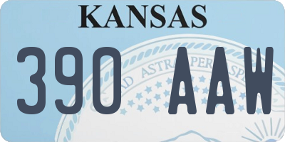 KS license plate 390AAW