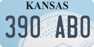 KS license plate 390ABO