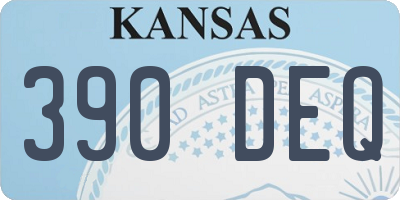 KS license plate 390DEQ