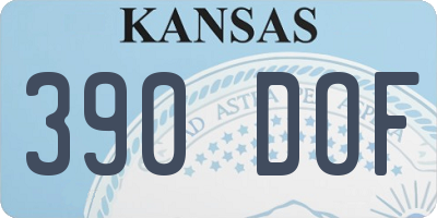KS license plate 390DOF