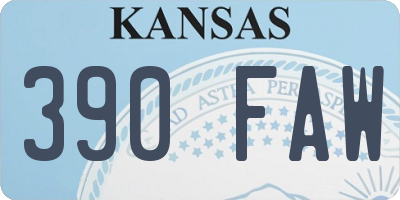 KS license plate 390FAW