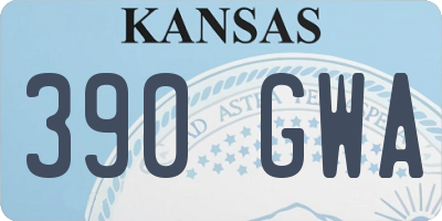 KS license plate 390GWA