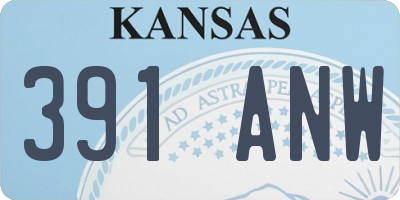 KS license plate 391ANW