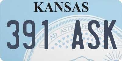 KS license plate 391ASK