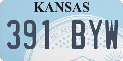 KS license plate 391BYW