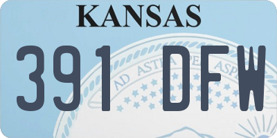 KS license plate 391DFW