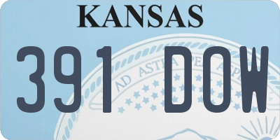 KS license plate 391DOW