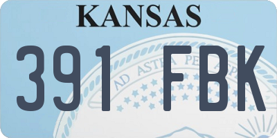 KS license plate 391FBK