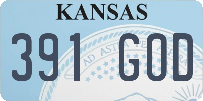 KS license plate 391GOD