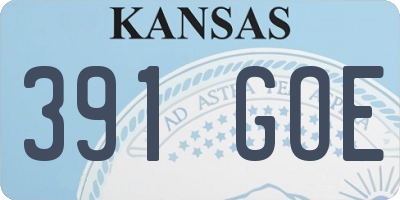 KS license plate 391GOE