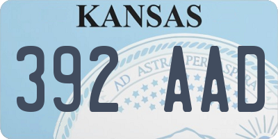 KS license plate 392AAD