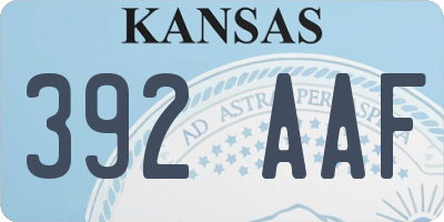 KS license plate 392AAF