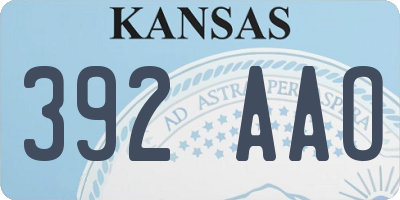 KS license plate 392AAO