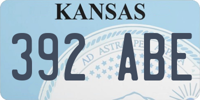 KS license plate 392ABE