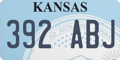 KS license plate 392ABJ