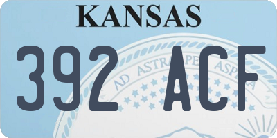 KS license plate 392ACF