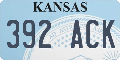 KS license plate 392ACK