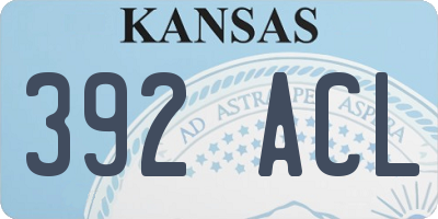 KS license plate 392ACL