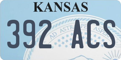 KS license plate 392ACS