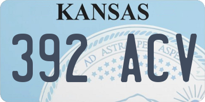 KS license plate 392ACV
